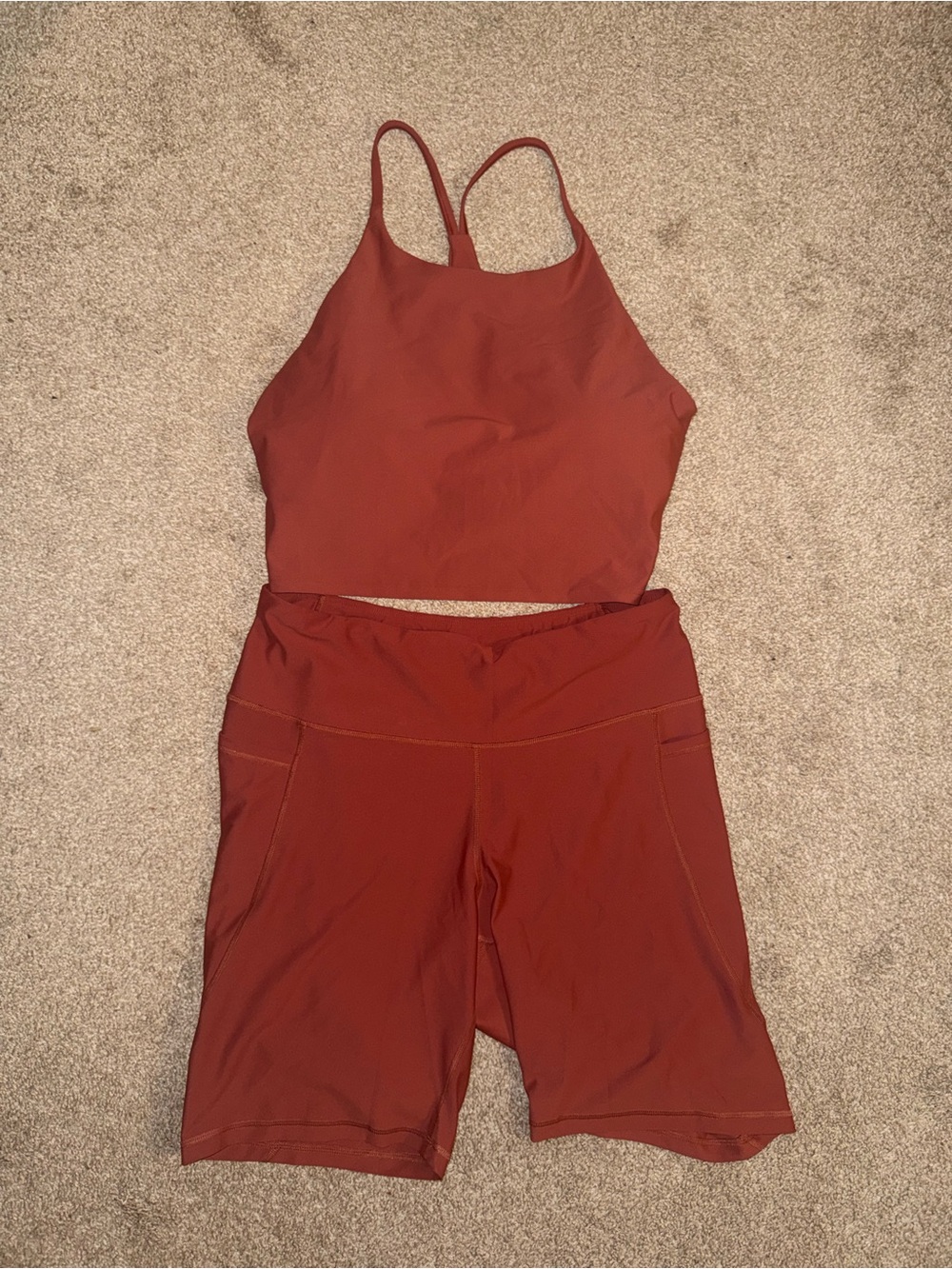 Old Navy - Women’s Rust High-Neck Crop Top & Bike Shorts Set